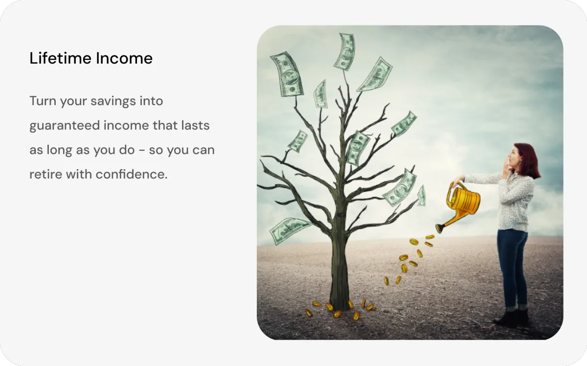 Lifetime Income - Turn your savings into guaranteed income that lasts as long as you do - so you can retire with confidence.